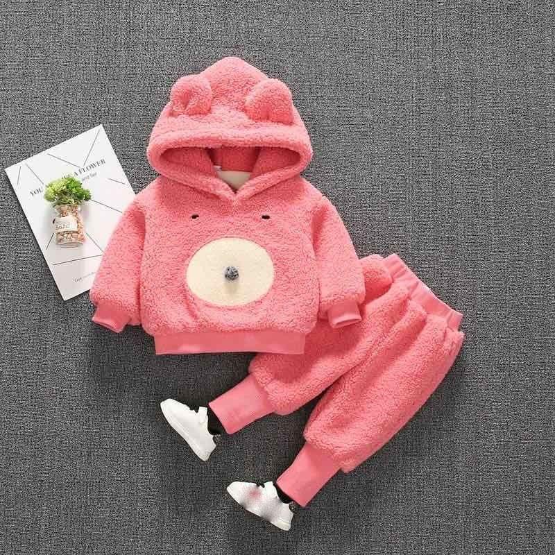 Baby Winter Clothes Girls Boys Suits Plus Velvet Warm Suits Children's Two-piece Casual Suits Cute Sets