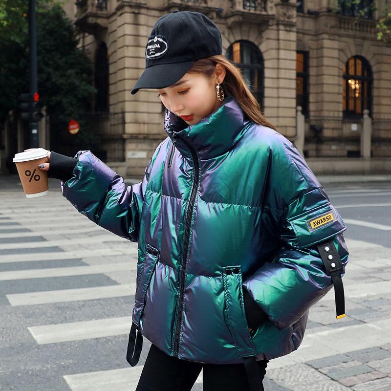 2020 New Ladies Down Jacket Shiny Short Parker Clothing Female Student Fashion Loose Winter Jacket