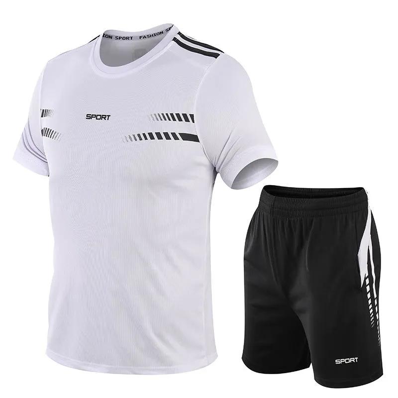 Sports Suit Men's Summer Running Sportswear Fitness Training Loose Quick-drying Breathable Thin Large Size Casual Basketball Clothes