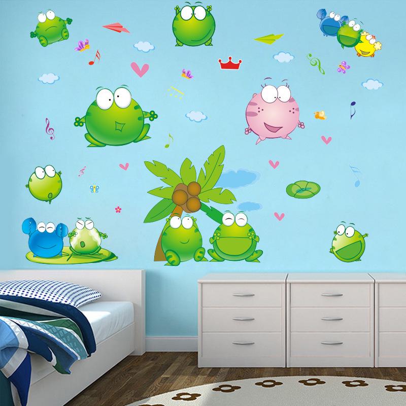 Summer Kindergarten Cartoon Wall Decoration Stickers Bathroom Toilet Summer Sticker Small Frog