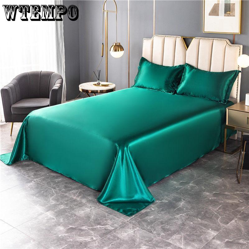 1.8m/2m Queen King Bed Sheet Summer Washable Ice Silk Sheets Silky Bedding