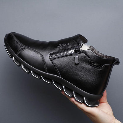 Leather Boots Genuine Leather Men Winter Shoes Fashion Male Shoes Winter Ankle Boots Male Boots