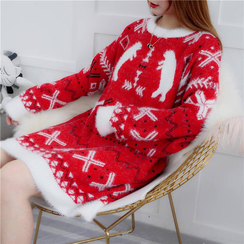 Loose Autumn and Winter Wear Outside Thick Warm Coat Sweater Long Sweater Women