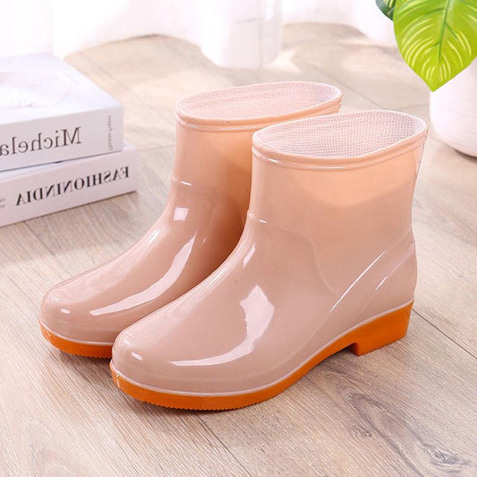 Low Tube Rain Boots Waterproof Shoes Rubber Shoes Overshoes Water Boots Women Fashion Adult Non-slip Short Rain Boots