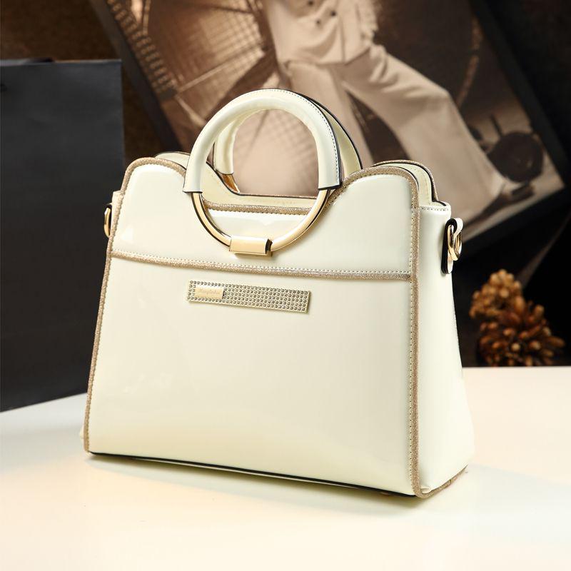 Luxury Handbags Patent Leather Messenger Bag Simple Box Shoulder Handbag Ladies Office Work Totes