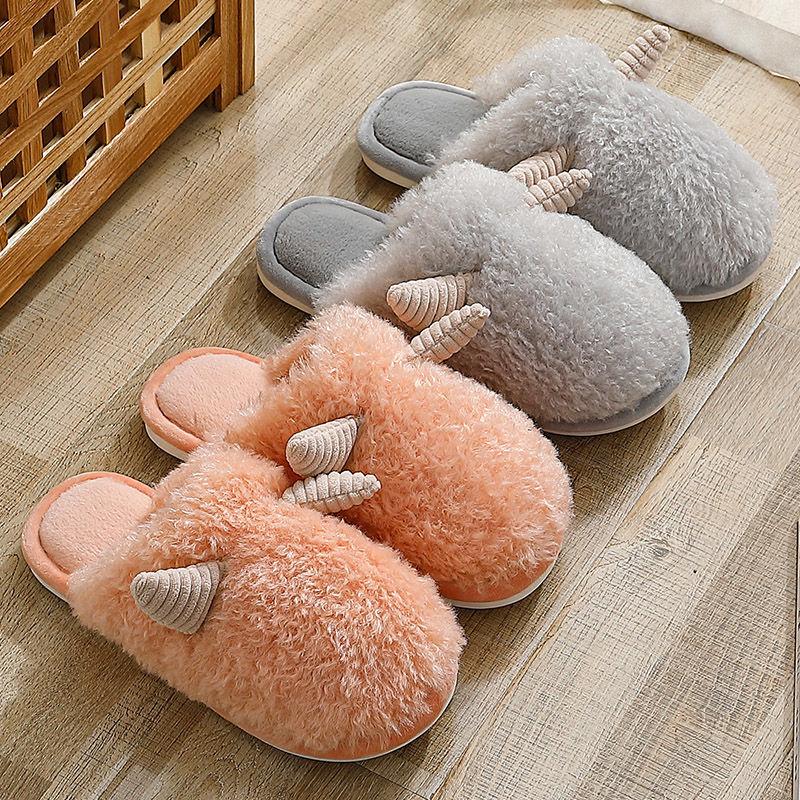 Autumn and Winter Pure Cotton Slippers Claw Design Shoes Indoor Non-slip Soft-soled Shoes Warm Simple Plush Cotton Shoes