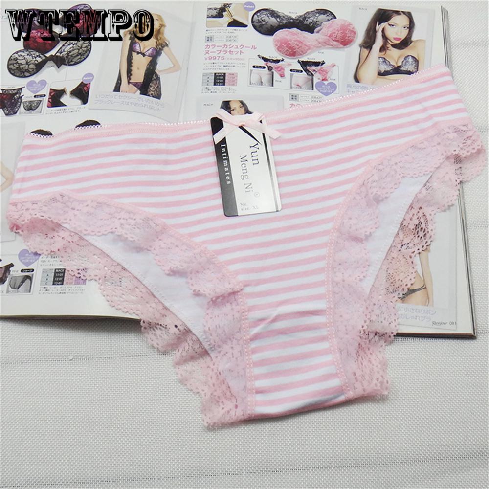 Cotton Women's Briefs Sexy Low-waist Panties Underwear Fashion Striped Printed 6 Pcs/lot