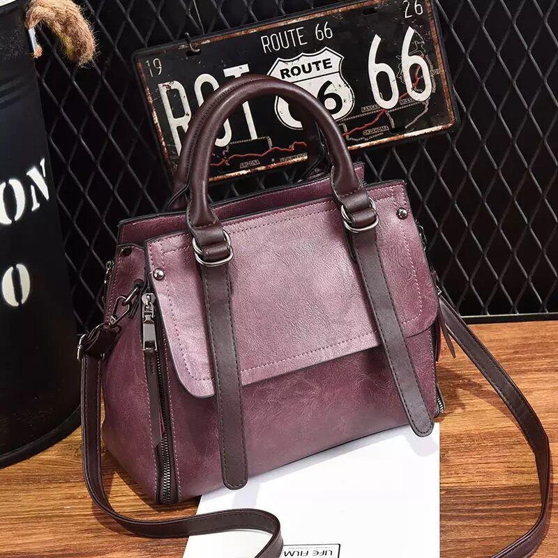 Woman bag European and American Shoulder Handbag Trendy wild Patent leather bag Genuine Leather