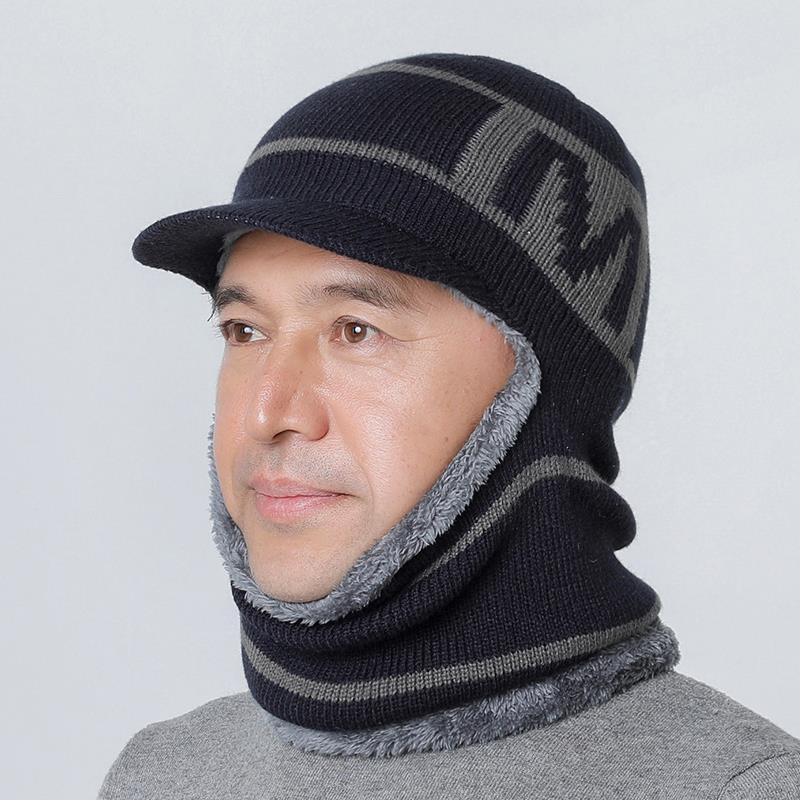 Men and Women Winter Visor Beanie Beanie with Brim Cap Knit Fleece Lined Warm Hat