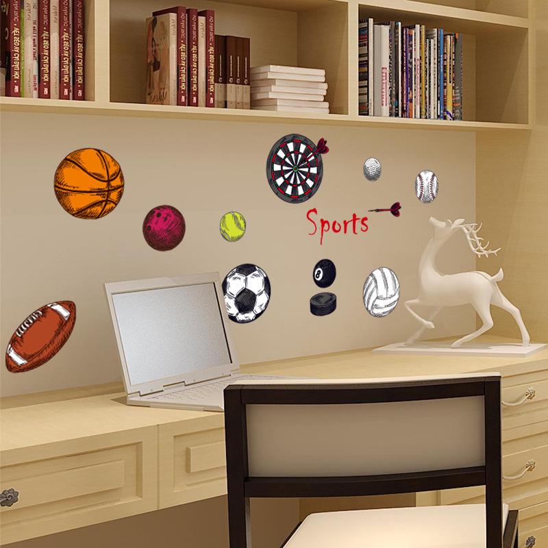 Basketball football darts indoor loading PVC material DIY wall sticker mural balls cartoon wallpaper