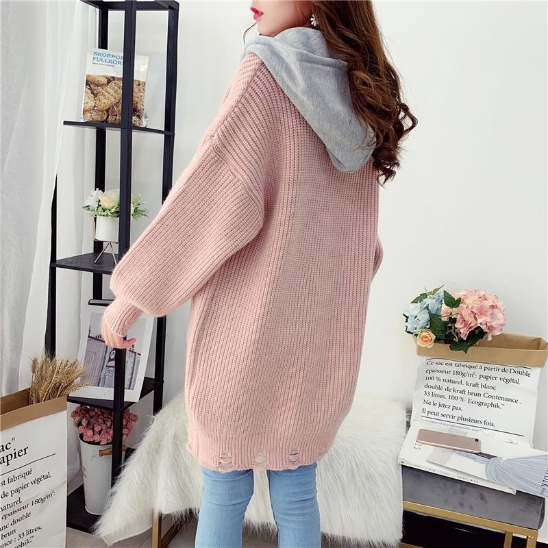 Autumn and Winter Fashion Simple Sweater Casual Cardigan Ins Style Top Mid-length Loose Female Jacket