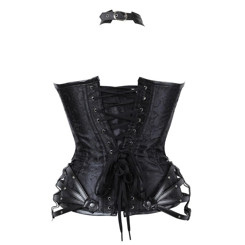 Retro Bustiers Corsets Women Zipper Brown Brocade Steampunk Corset Top Plus Size Sexy Lingerie