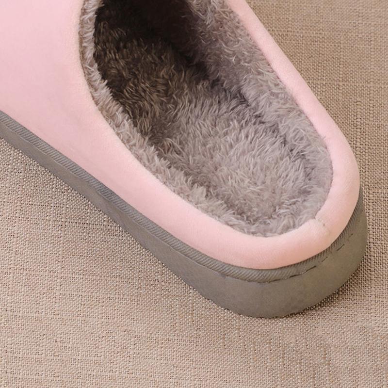 Women Slippers Pink Cute Cat Thick Fleece Warm Home Indoor Couples Plus Size Cotton Shoes Men Blue Slippers Non Slip