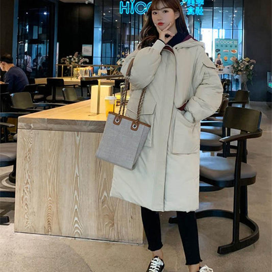 Autumn and Winter Models of Cotton-padded Jacket Women's Mid-length Loose Cotton-padded Jacket Jacket for Schoolgirls