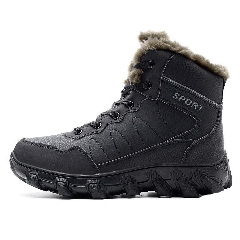 Snow Boots Winter Thick Plush Men's Cotton Shoes Keep Warm High Top Waterproof Outdoor Cotton Boots