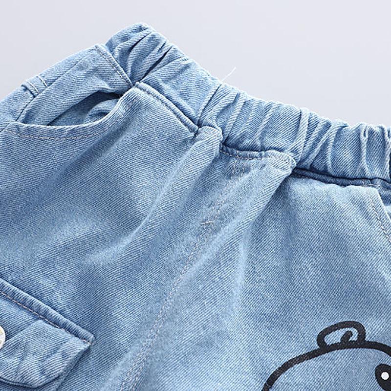 Children's Clothing Boys and Girls Jeans Spring and Autumn Casual Pants Trousers Pocket Printing Trousers