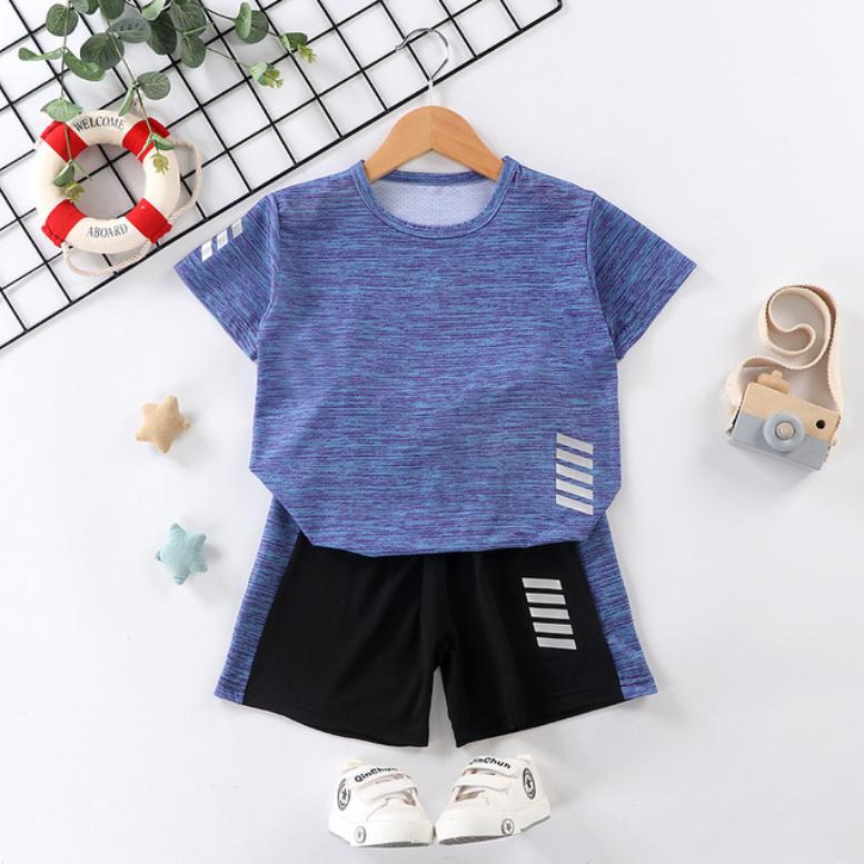 Children's Short Sleeve Suit Running Sportswear Casual Quick Drying Clothes Boy and Girl Summer T-shirt Shorts Two Piece Set