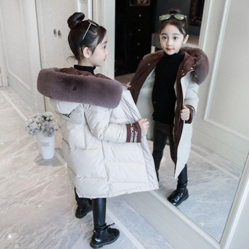 Winter Girls' Clothing Padded Coat Thickened Plus Cotton Children's Padded Jacket Fashion Girl Mid-length Down Padded Jacket