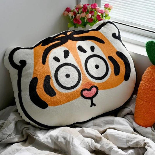 Cute Fat Face Little Tiger Pillow Car Waist Sofa Cushion Office Pillow Boys and Girls Birthday Gifts Children's Pillow Toys