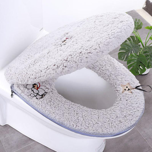 Toilet Mat Household Two-piece Chain Soft Plush Washable Thick Fashion Suit Four Seasons Universal Toilet Cover