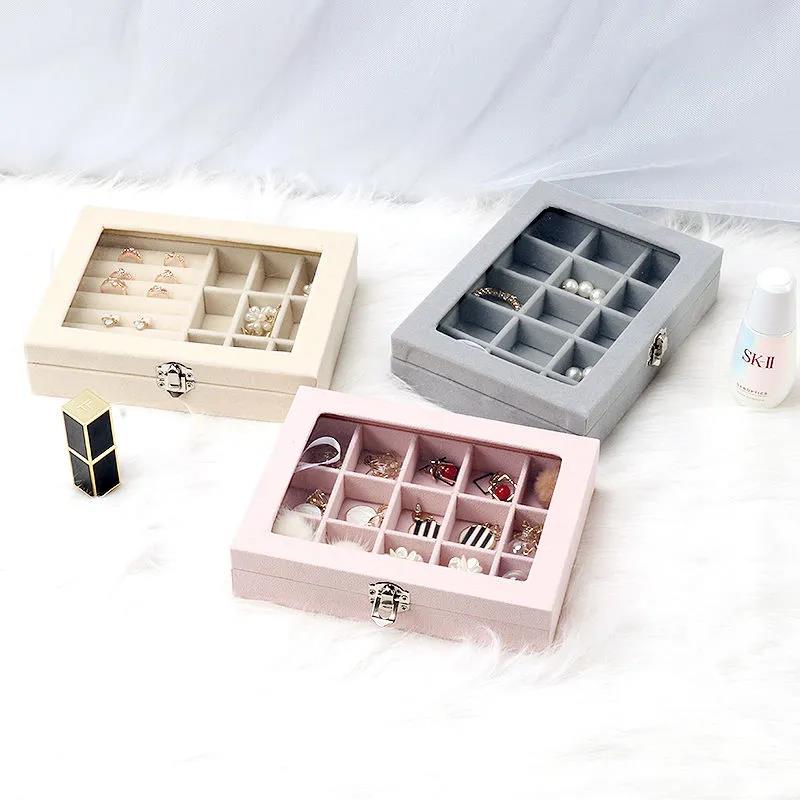 Jewelry Storage Box Dust-proof Transparent Large-capacity Hand Jewelry Stud Necklace Portable Exquisite Display Jewelry Box