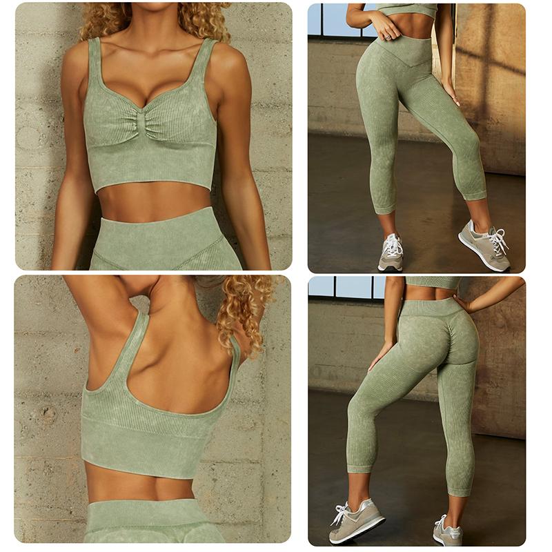 2PCS Women's Suit Shoulder Strap Bra Vest Tight High Waist Hip Raise Pants Yoga Suit Set Gym Tracksuit Active Wear Fitness Running Clithing Sets