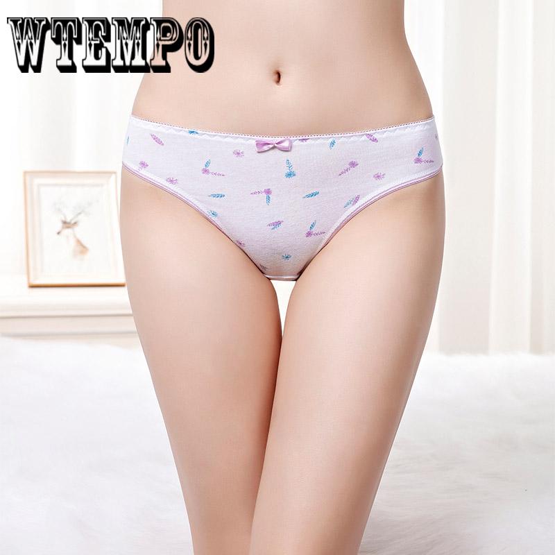 WTEMPO 6 Pcs/Lot Modern print girls panties Intimate Woman Underwear Cotton Low Waist Sexy Briefs