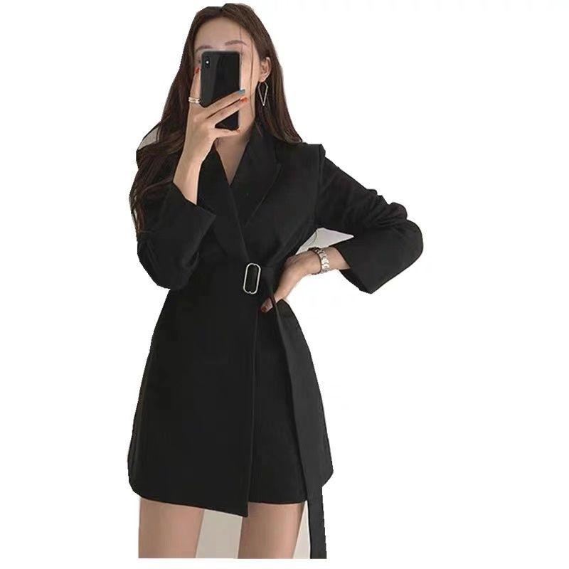 Women's Suit Jacket Korean Style Lace-up No Buckle Spring  Autumn Loose Casual Season Jacket Small Suit