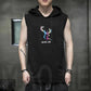 Summer Men's Sleeveless T-shirt Hooded Sports Vest Fitness Large Size Loose Hooded Hip Hop Street Top Trendy T