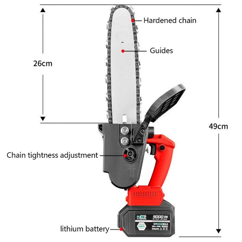 36V Electric Chain Saw Set Cordless Pruning Saw 20cm Handheld Logging Saw  with 2 Batteries and Tool Box