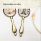 Makeup Mirror with Metal Handle European Style Women Exquisite Oval Mirror Retro Bronze Portable Hand-held Small Mirror