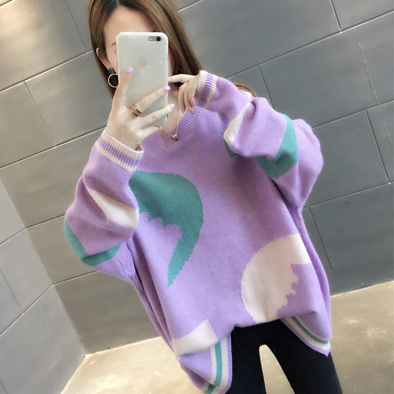 Women Sweaters and Pullovers Autumn Winter Long Sleeve Pull Femme Casual Loose Knitted Sweater