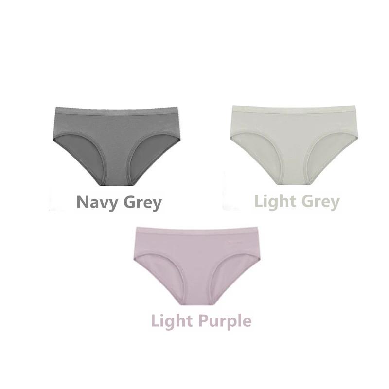 3 Packs Underwear for Women Solid Cotton Breathable Antibacterial Girl Middle and Low Waist Student In Style Briefs Ladies Seamless Korean Underwear