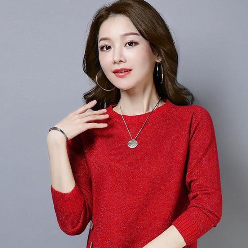 Autumn and Winter Loose Short Sweater Pullover Is Thin Knit Bottoming Shirt All-match Casual Women's Top