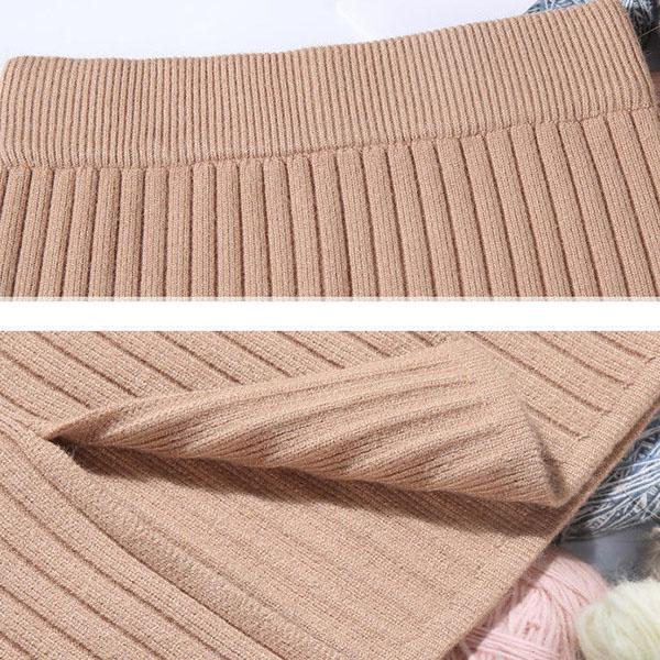 Women Split Knitted Skirt Long Bag Hip Bodycon Skirt Elastic Knitting Maxi Pencil Skirt Female