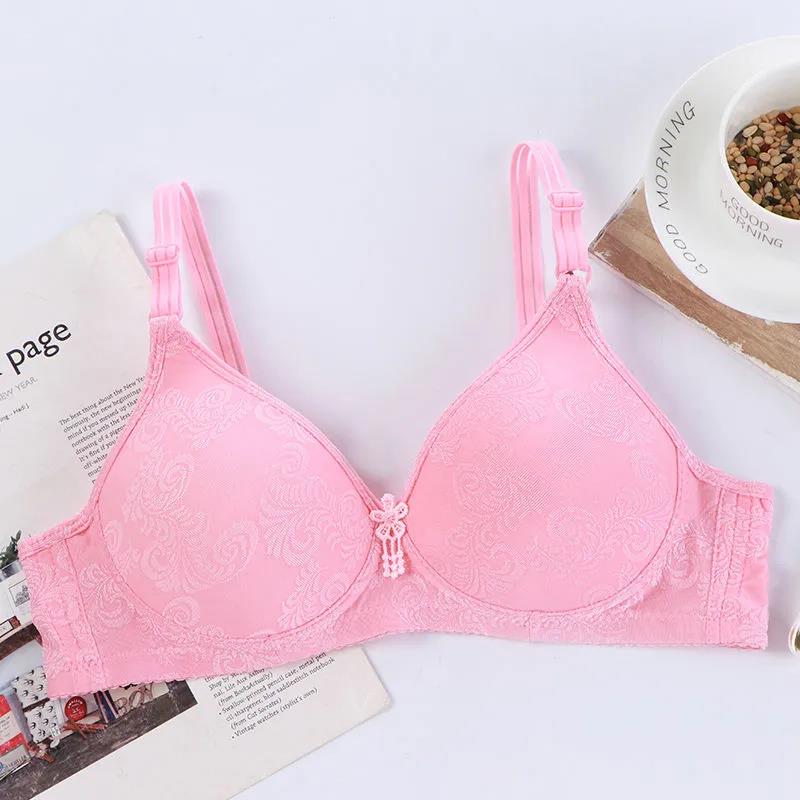 Large Size Printed Lace Skin-friendly Breathable Thin Thin Anti-sagging Gather No Steel Ring Women's Underwear Bra