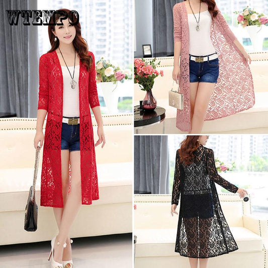 Summer Women Sun Protection Clothing Casual  Long Sleeve Sun Shirts Loose Thin Lace Coat