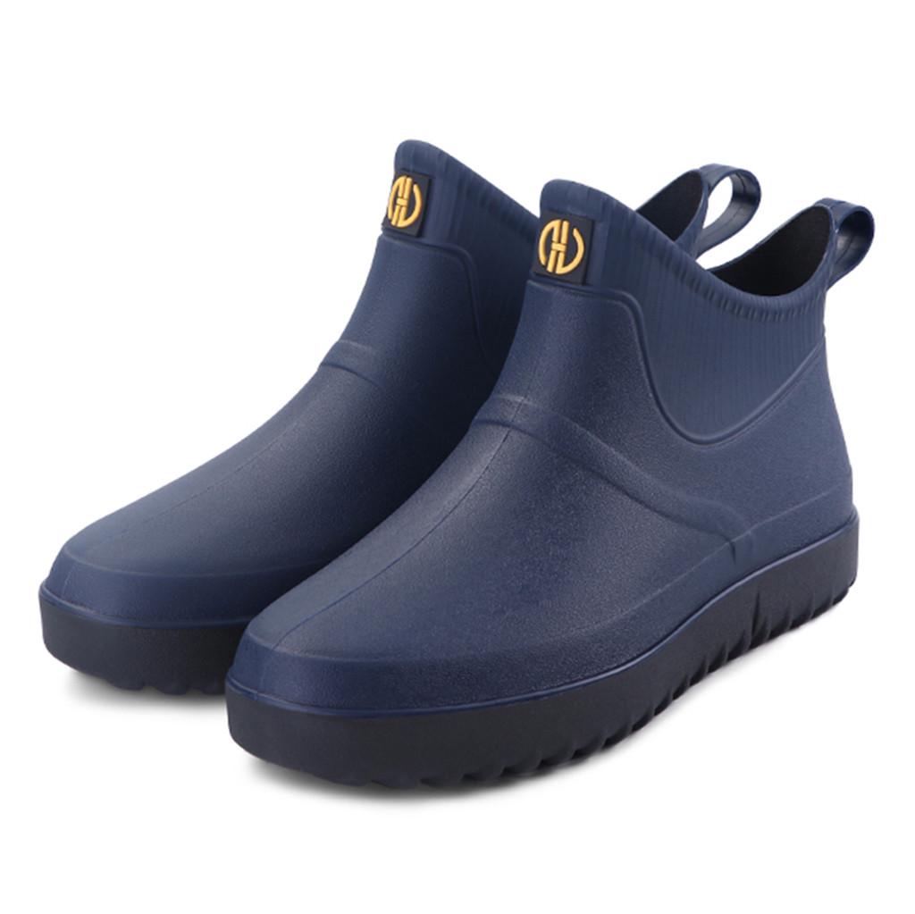 About1988 Men Fashion Casual Outdoor Waterproof Short Ankle Rain Boots Slip On Water Shoes