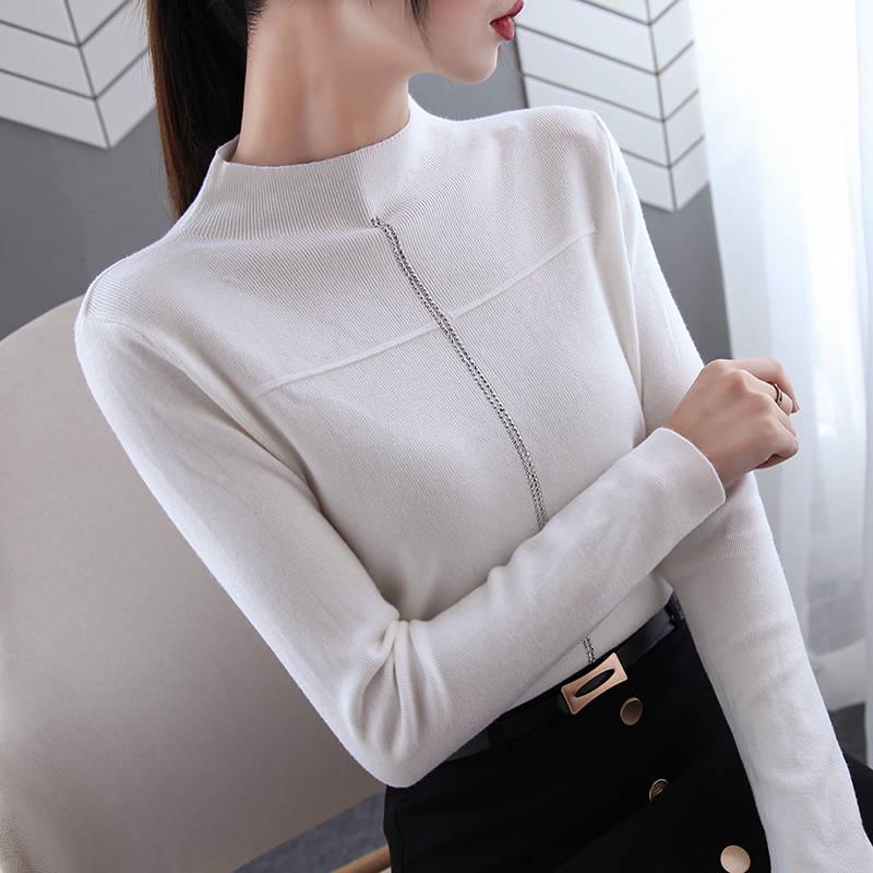 Sweater Women Solid Slim Half-neckline Warm Knitwear Winter Long Sleeve Turtleneck jumper Top