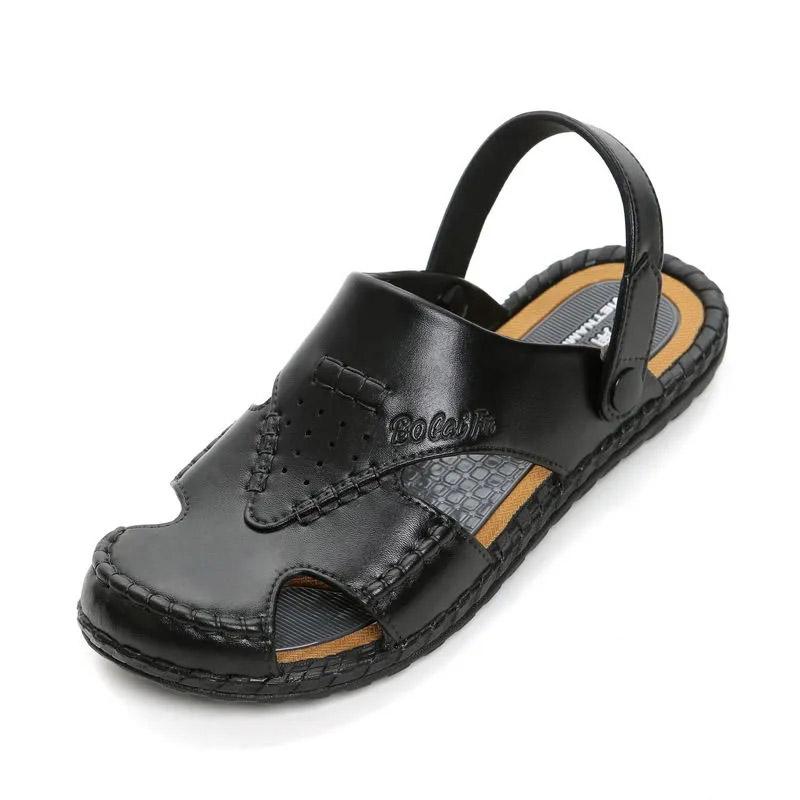 Men's Breathable Sandals Summer Korean Version Hole Slippers Dual-use Beach Shoes Work Sports Casual Sandals Dad Flip Flops