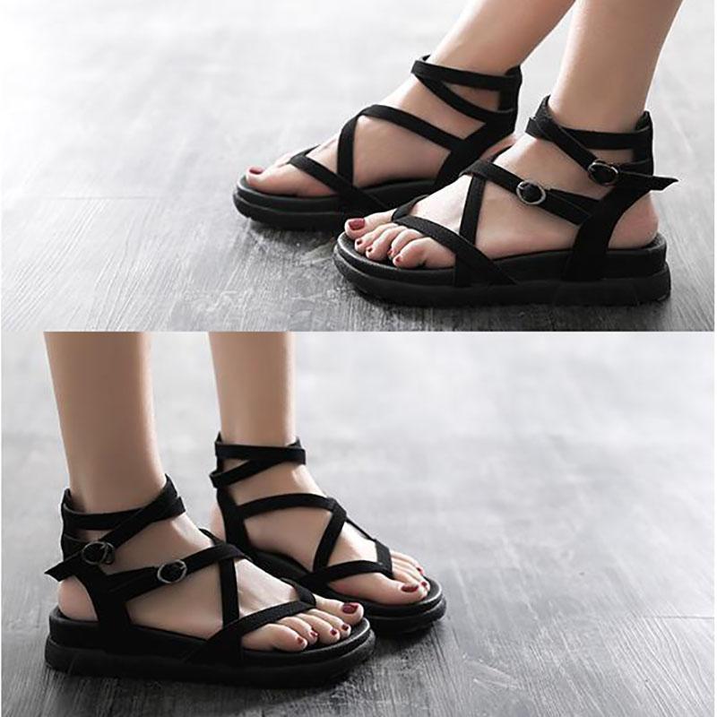 All-match Word Buckle Flip Flops Women's Sandals Summer Platform Platform Shoes Student Flat Roman Shoes