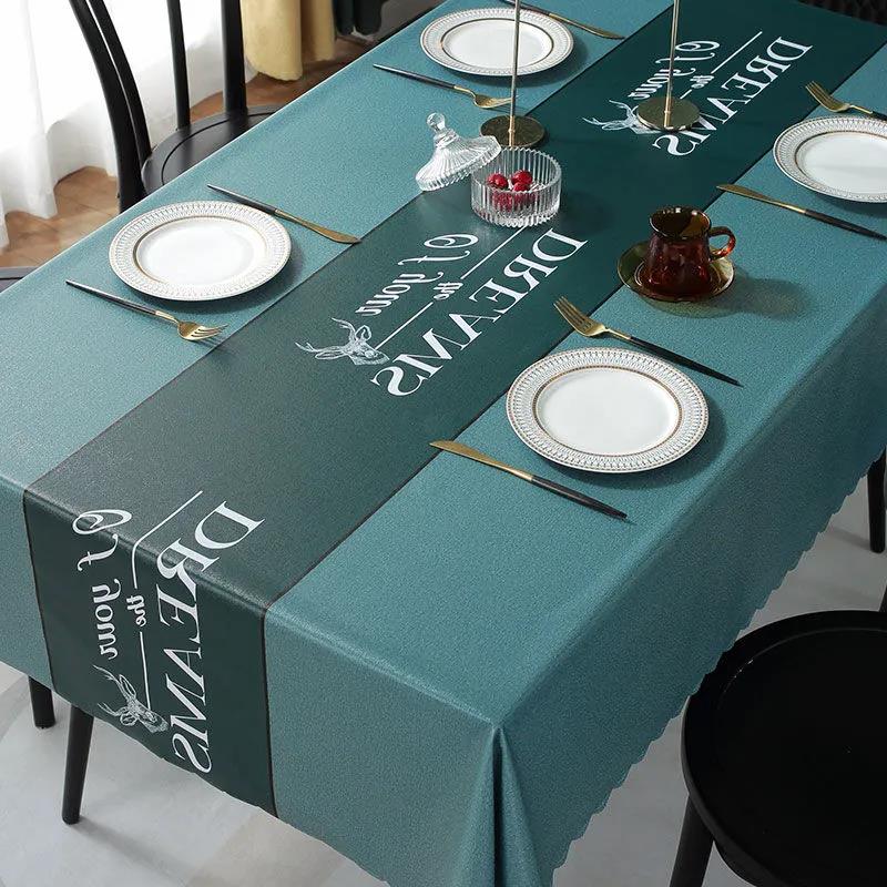 PVC Printed Tablecloth Oil-proof and Waterproof Tablecloth Rectangular Table Top Decoration Washable Tablecloth