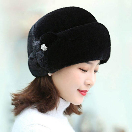 Hat Female Imitation Mink Wool Mother Hat Imitation Fur Toe Cap Warm Beret