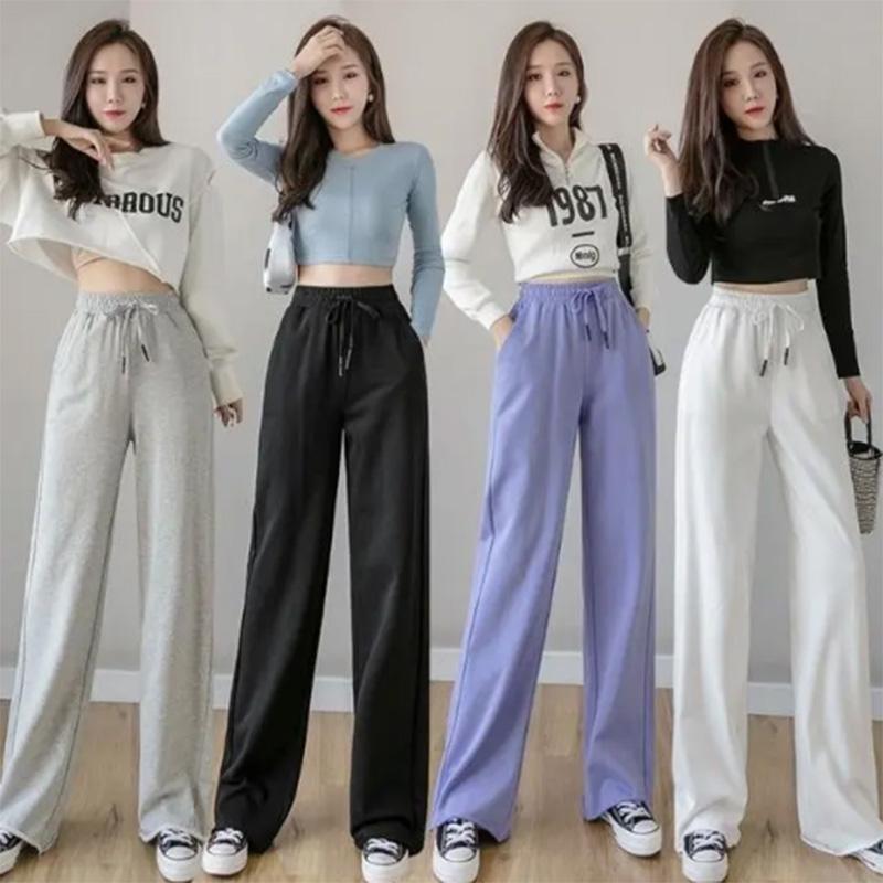 Drape Wide-leg Pants Women's Spring High Waist Loose Straight Solid Color Sports Pants Student Sports Casual Sweatpants