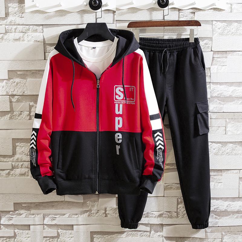 Hoodie Large Size Spring and Autumn Men's Clothing 2pcs set Trendy Long Sleeve Sweatshirt Set