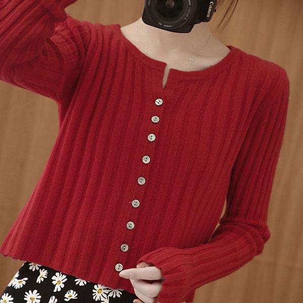 Autumn and Winter Knitted Sweater Fashion Casual Cardigan Jacket Short Long-sleeved Middle-aged Women's Top