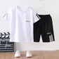 Kids Boys Summer Sweatshirts Short Sleeve T-Shirt Shorts Comfortable Cool Loose Casual Suit Striped Decorative Sports 2 Piece Set