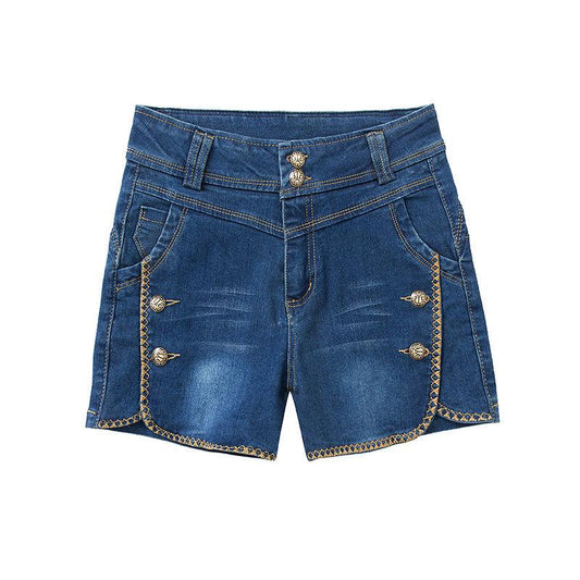 WTEMPO Denim Shorts Women Summer Wear Elastic High Waist Was Thin and Versatile Casual Straight Pants