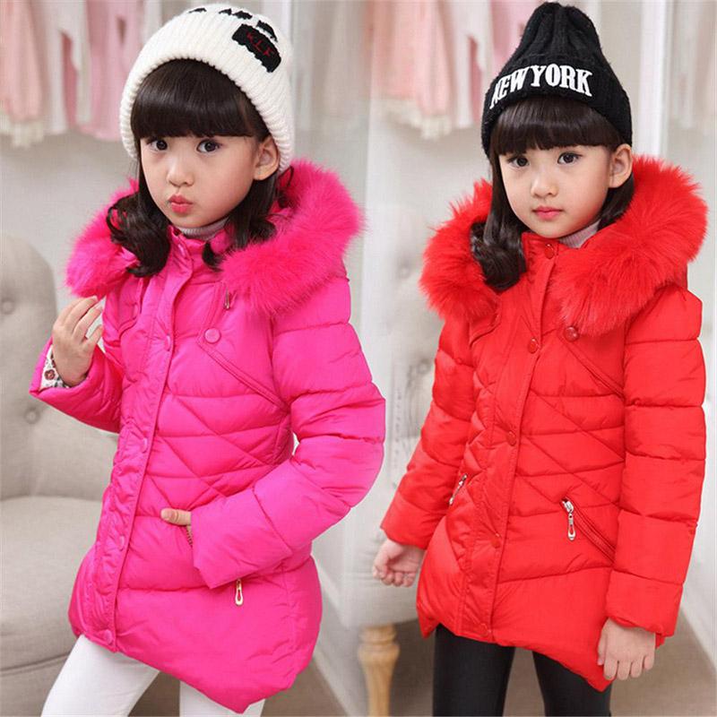 Girls' Winter Coat Mid-length Plus Velvet Thickening Autumn and Winter Little Girl Padded Jacket Children's Warm Down Jackets