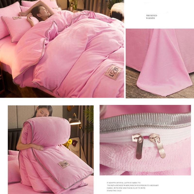 Thickened Milk Quilt Cover Double-sided Flannel Bedding Crystal Quilt Cover Pillowcase Bedding